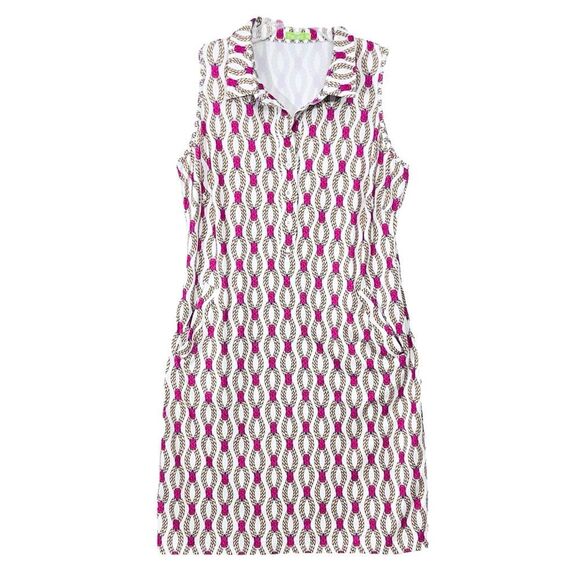 Tee 2 Sea Resort Golf Dress Earth/ Friendly Geo/Chain Pockets Made/US M - Picture 1 of 12